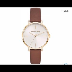Nwt MK Pyper Gold-Tone Leather Watch.